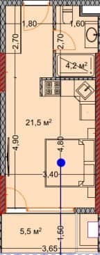 Студия, 31.3 м²