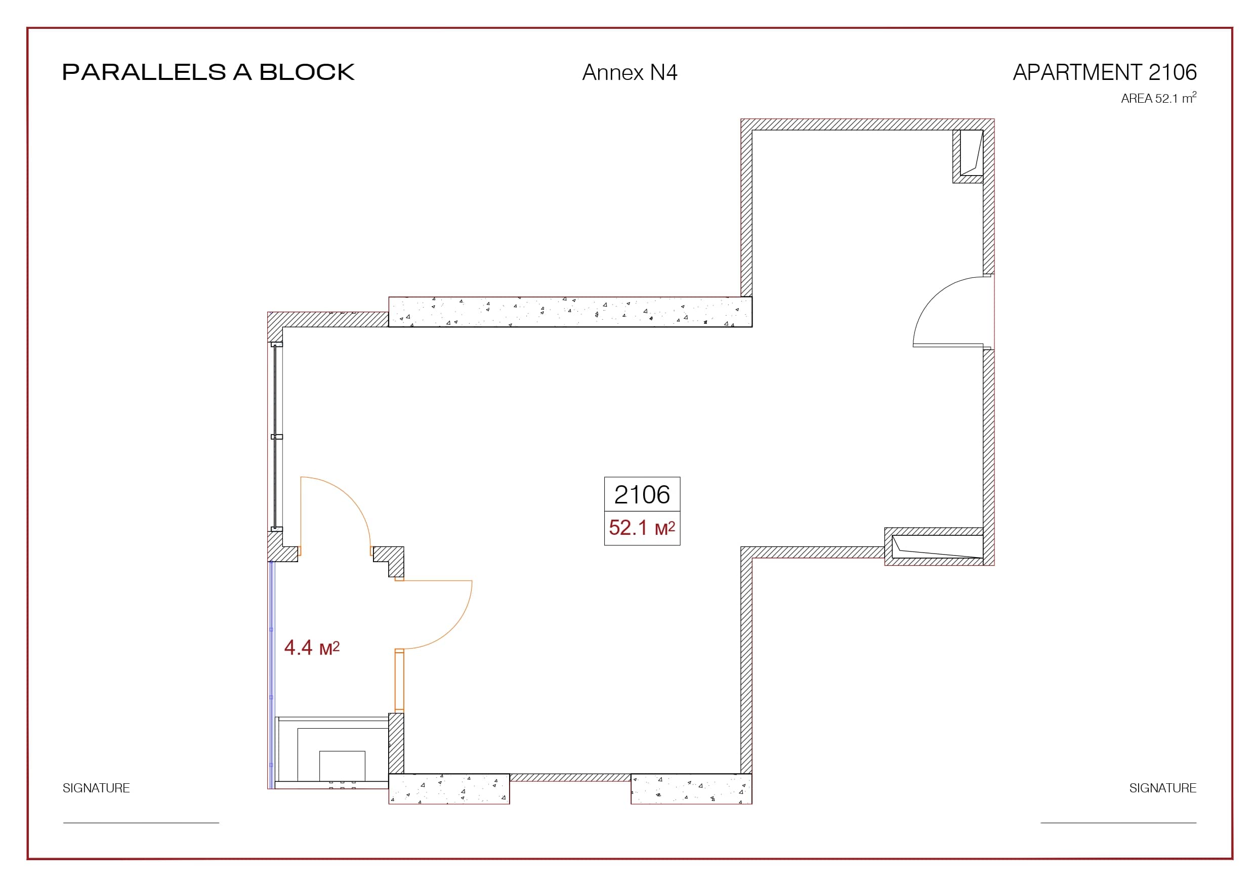 1-room, 52.1 m²