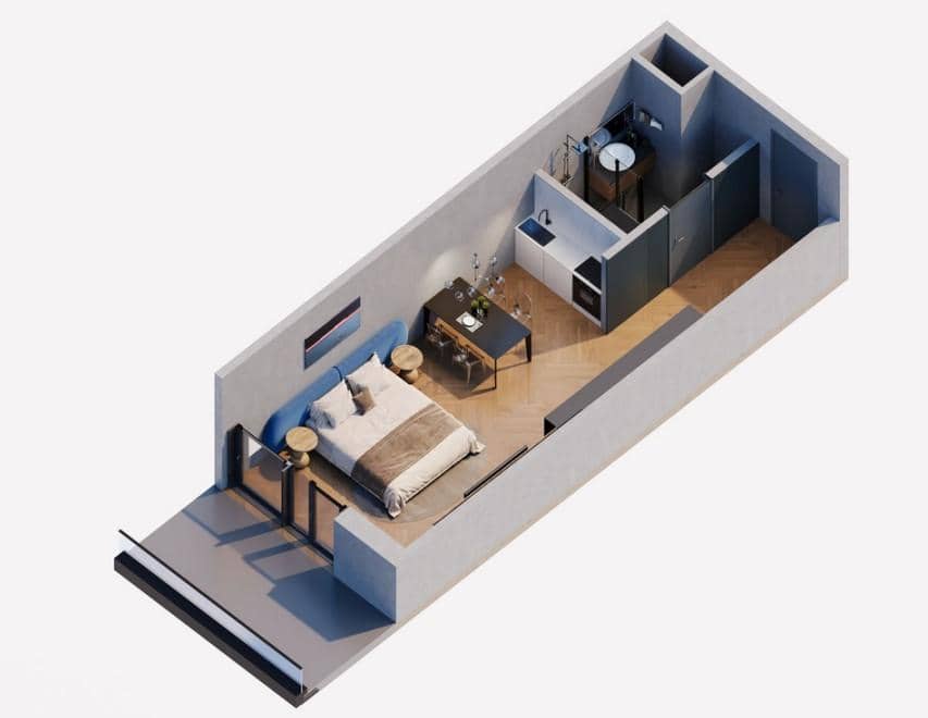 Studio, 45.3 m²