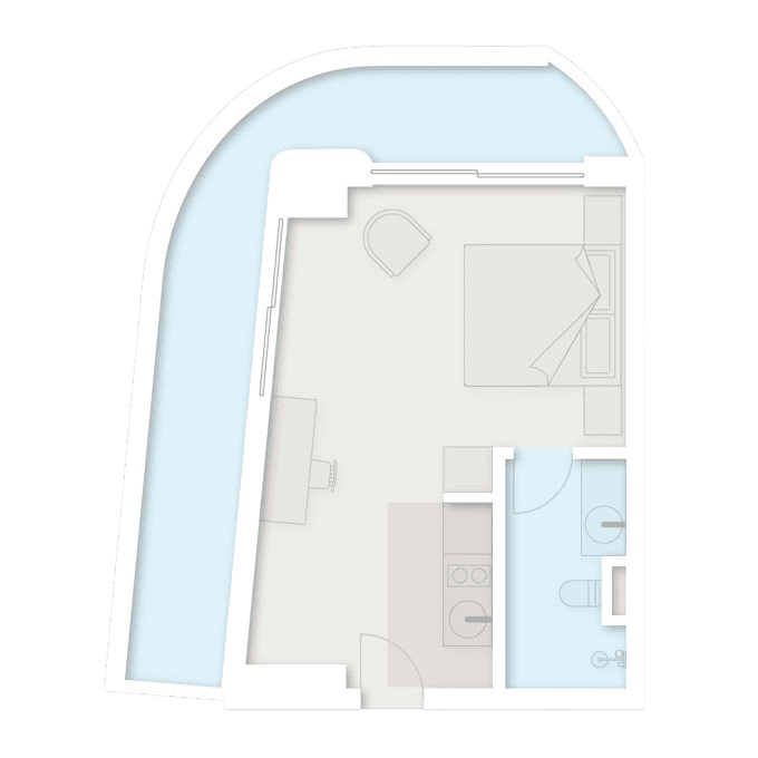 单间, 52.9 m²