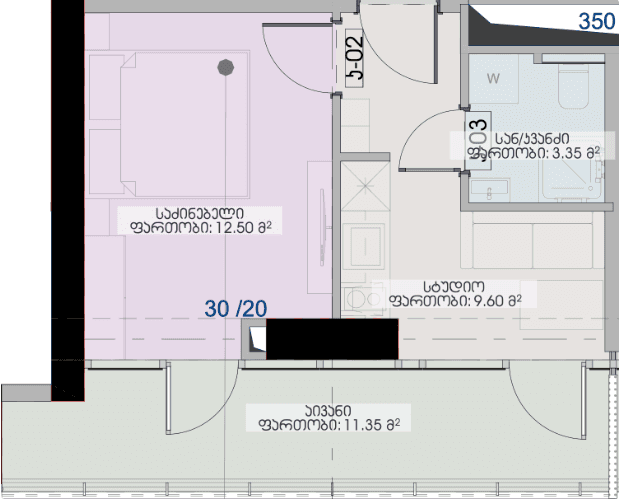 1-room, 36.8 m²
