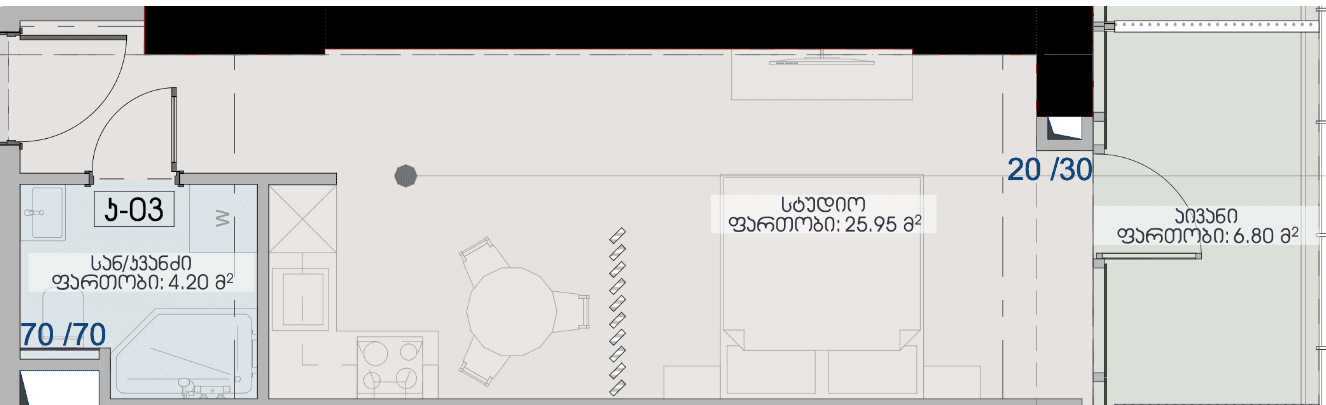单间, 37 m²