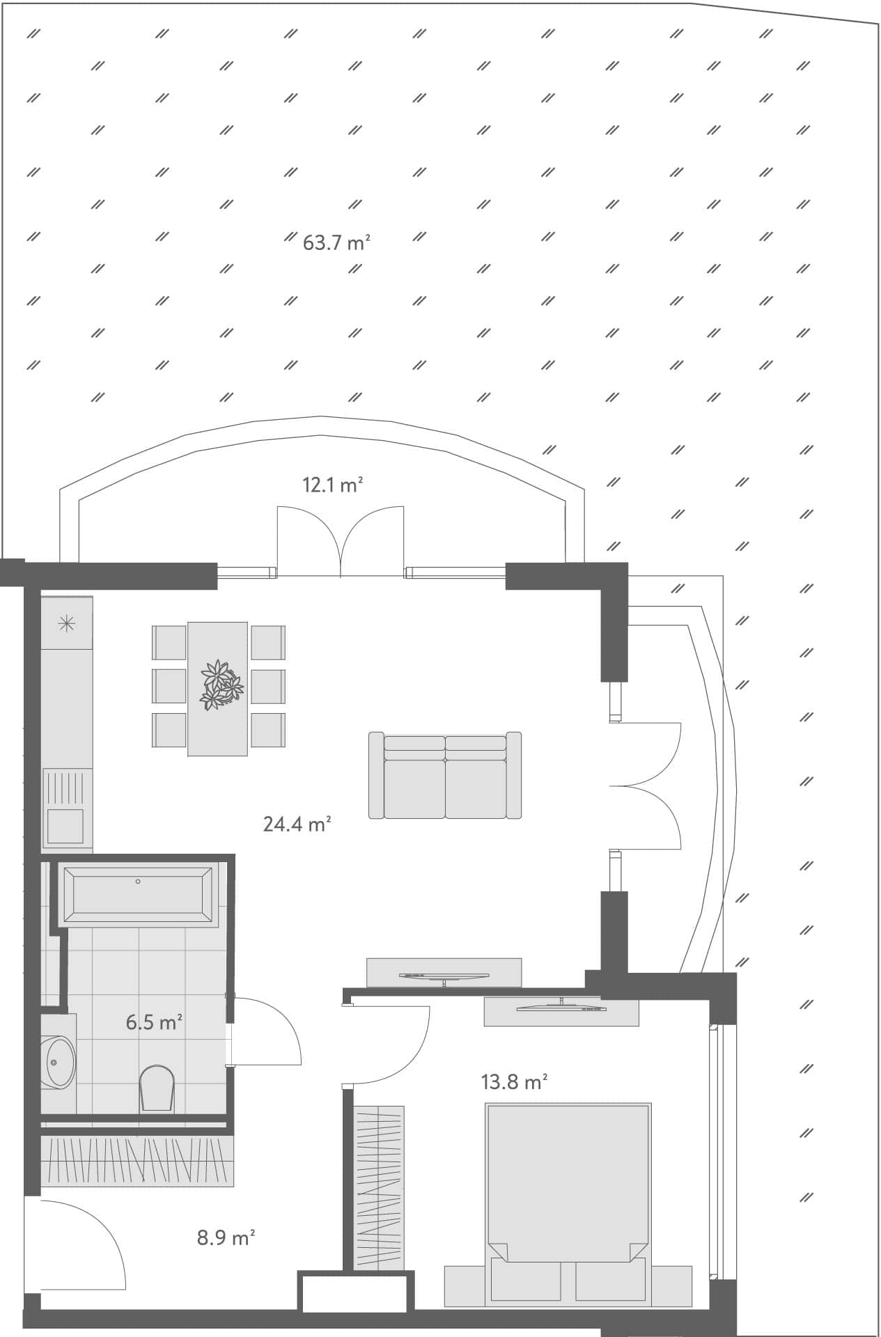 2-комн., 65.7 м²