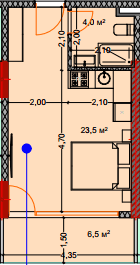 单间, 35.1 m²