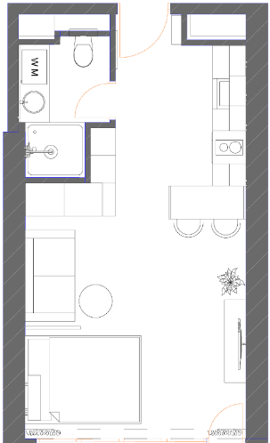 Studio, 34.9 m²