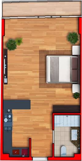 Studio, 45.9 m²