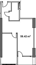 1-комн., 59.4 м²