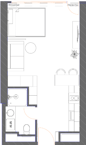 Studio, 34.9 m²
