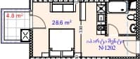 单间, 33.4 m²