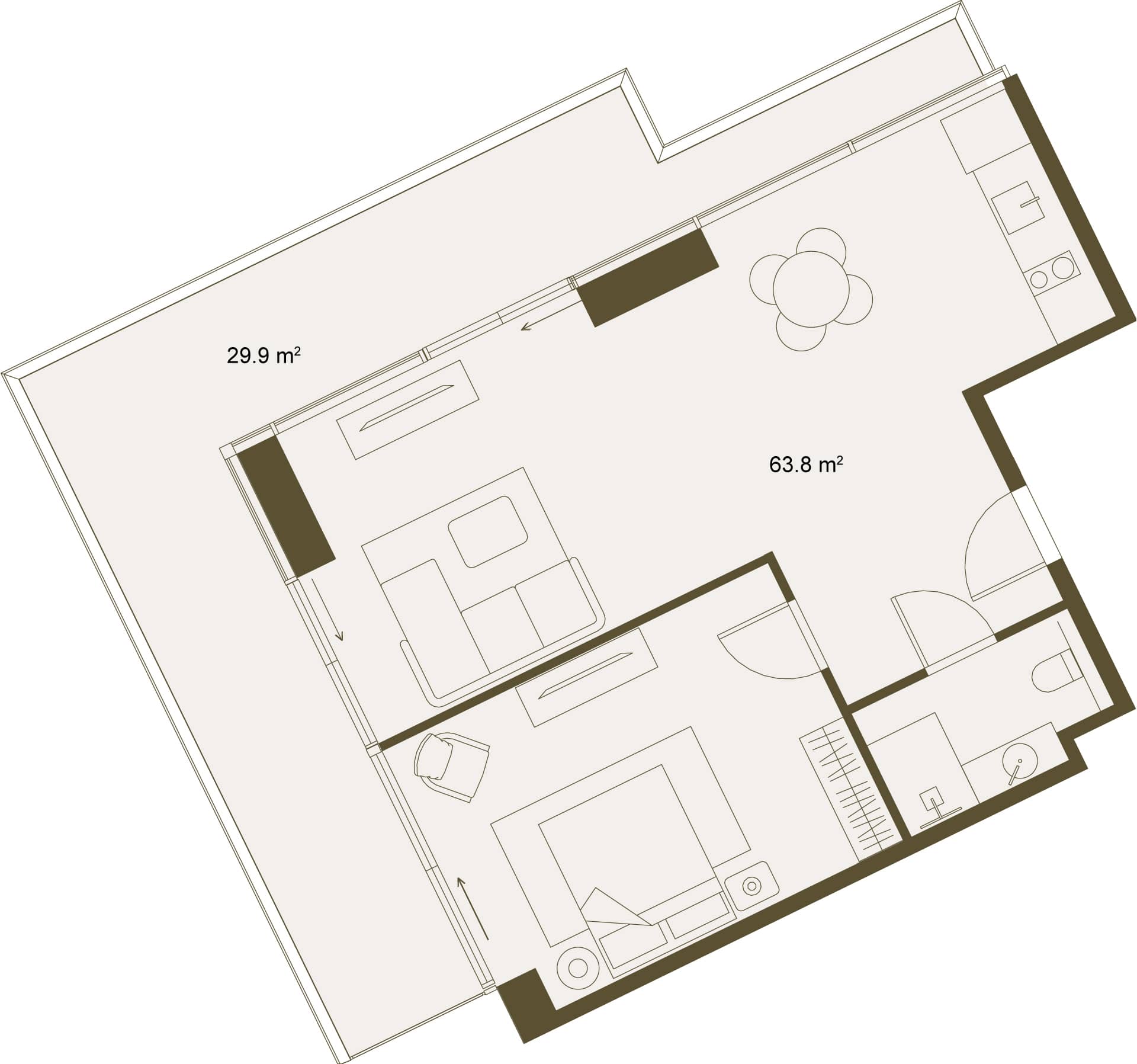 1-room, 93.7 m²