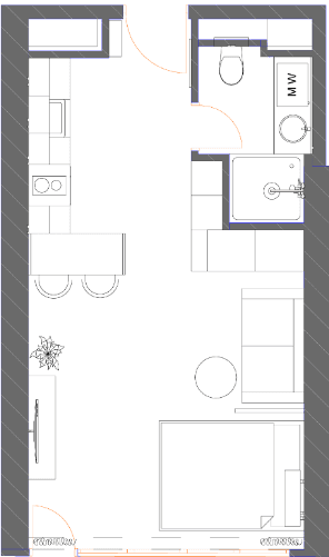 Студия, 34.9 м²