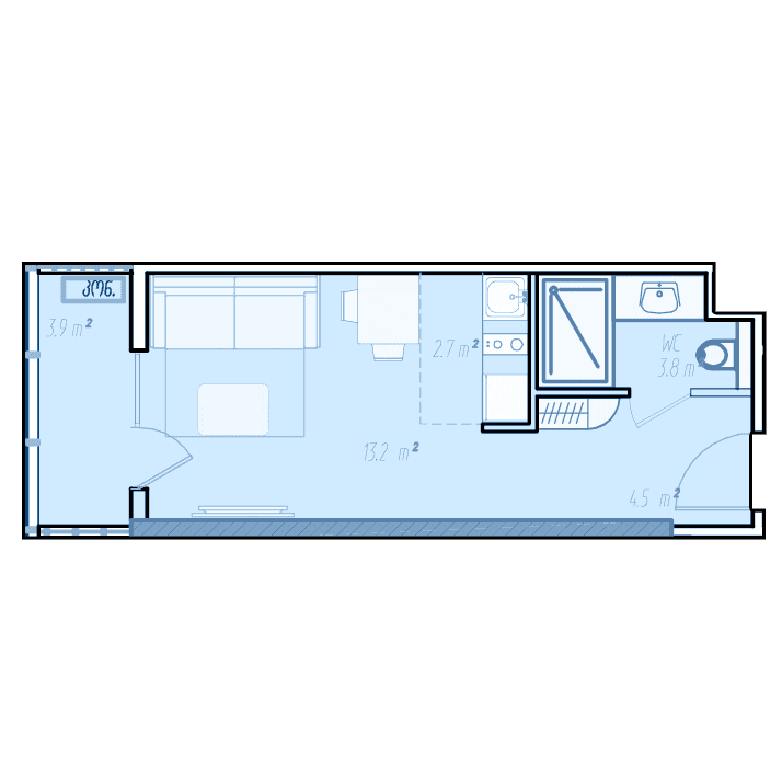 Студия, 29.2 м²