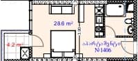 Студия, 32.8 м²