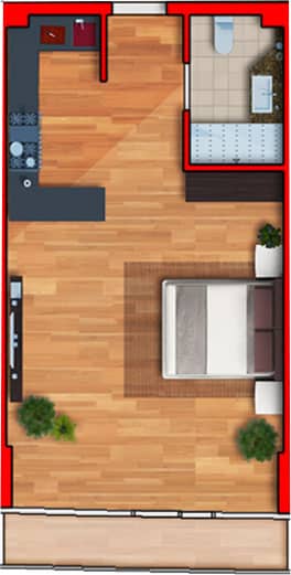 Студия, 45.9 м²