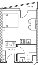 单间, 38.4 m²