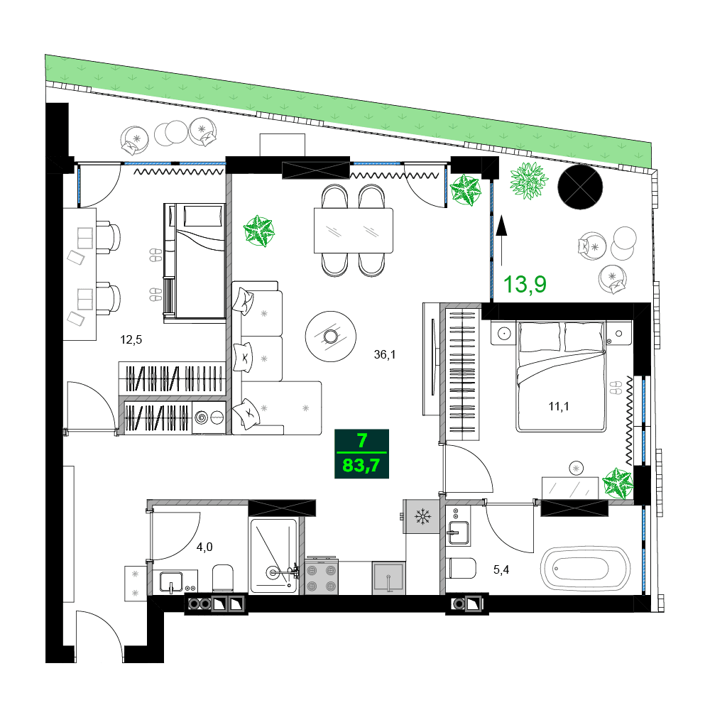 3-комн., 83.7 м²