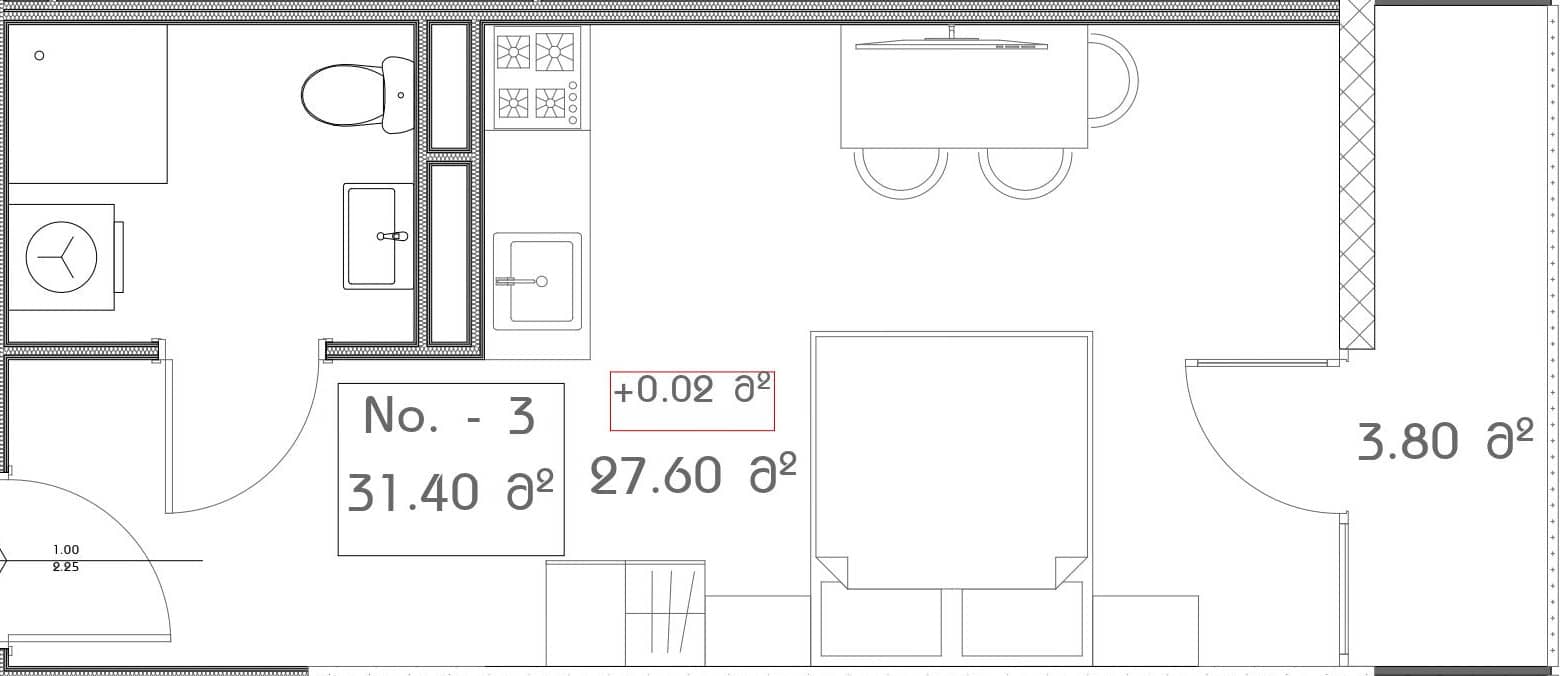 Studio, 31.4 m²