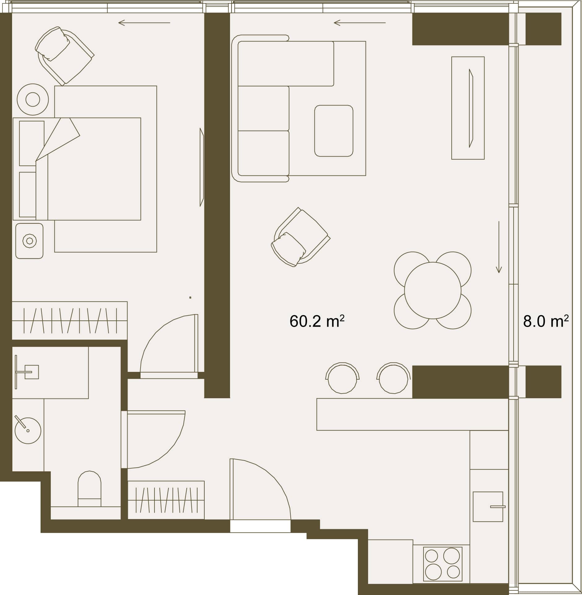 1-комн., 68.2 м²