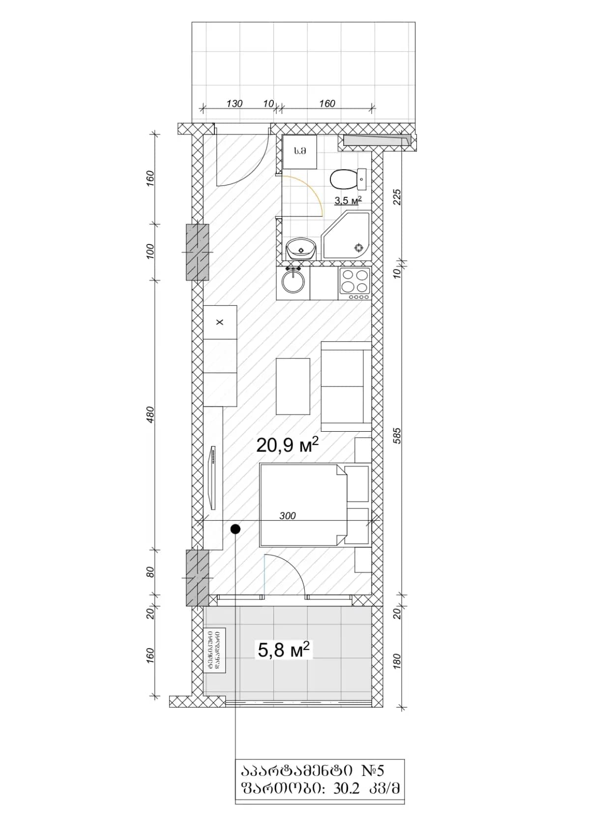 Studio, 30.2 m²
