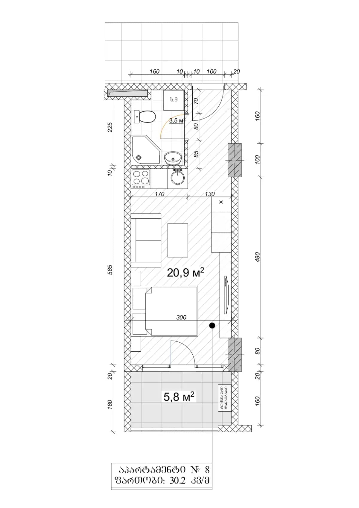 Studio, 30.2 m²