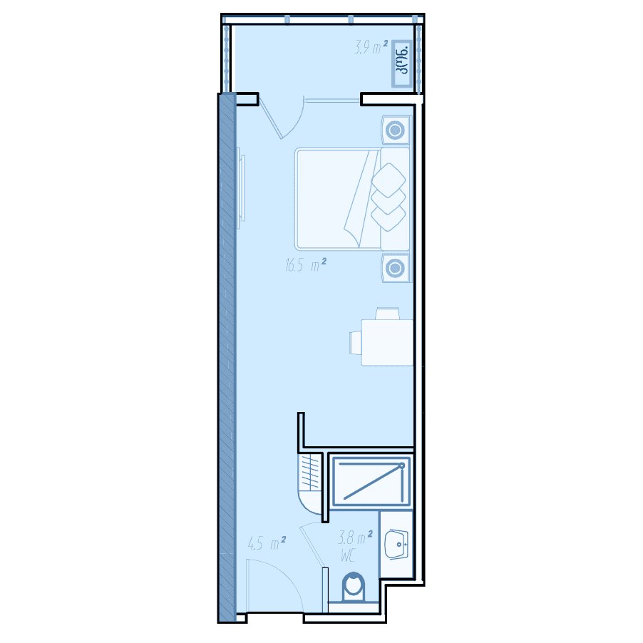 Студия, 31.5 м²