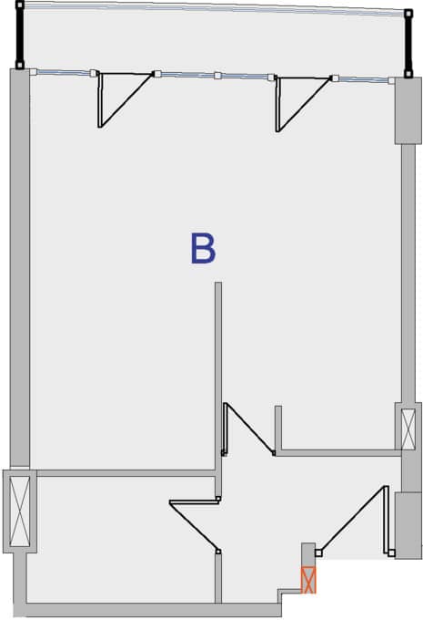 一居室, 48.4 m²