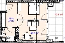 1-комн., 64.1 м²