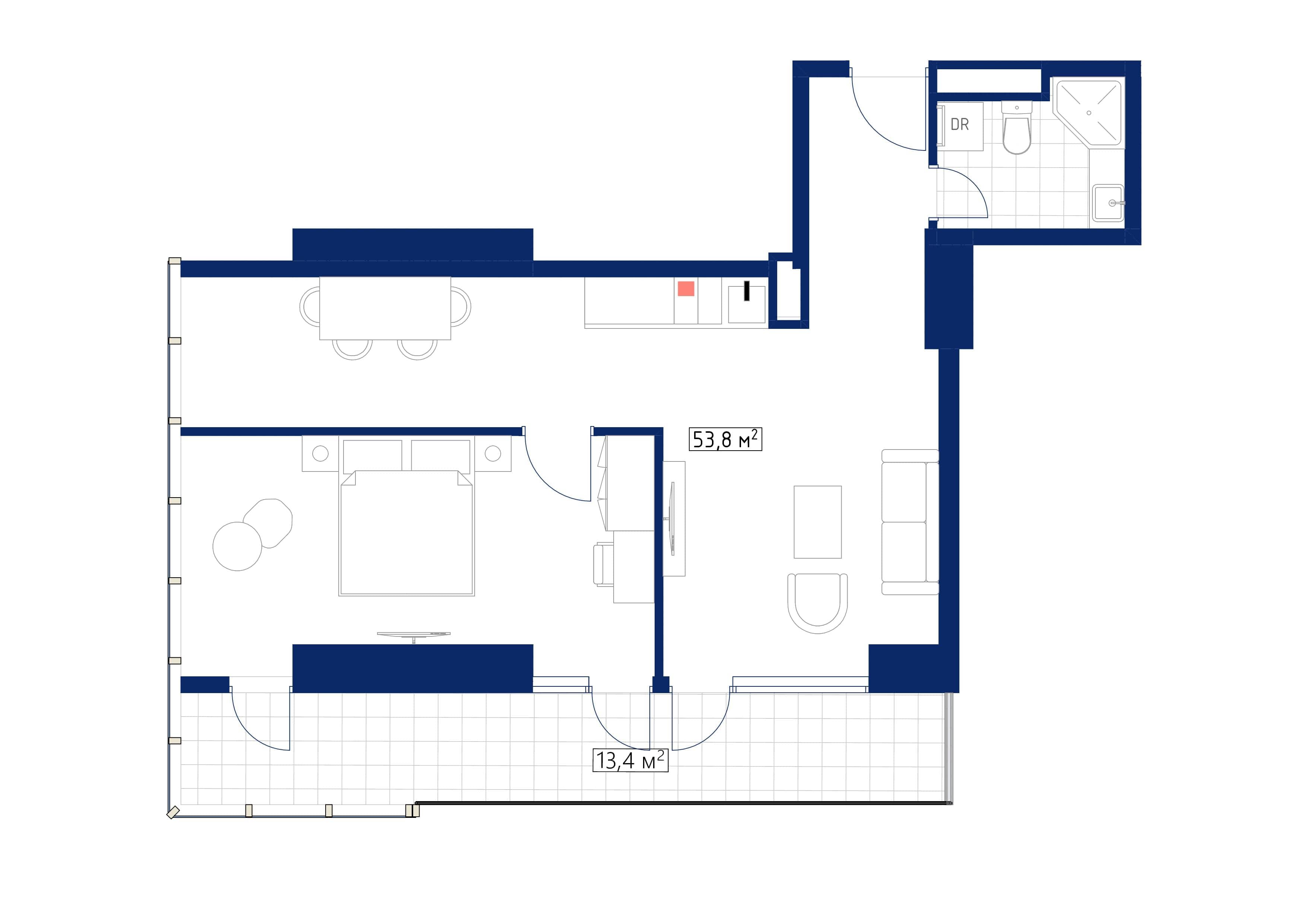 1-комн., 69.6 м²
