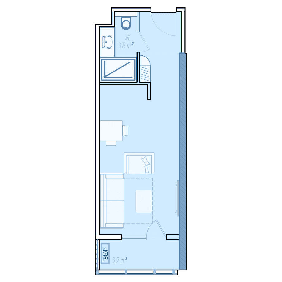 Студия, 32.1 м²