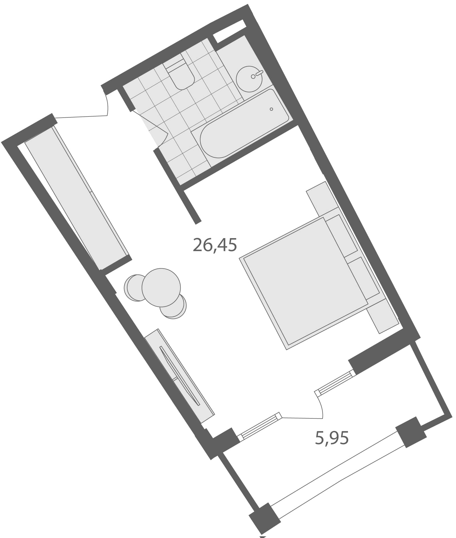 单间, 32.5 m²