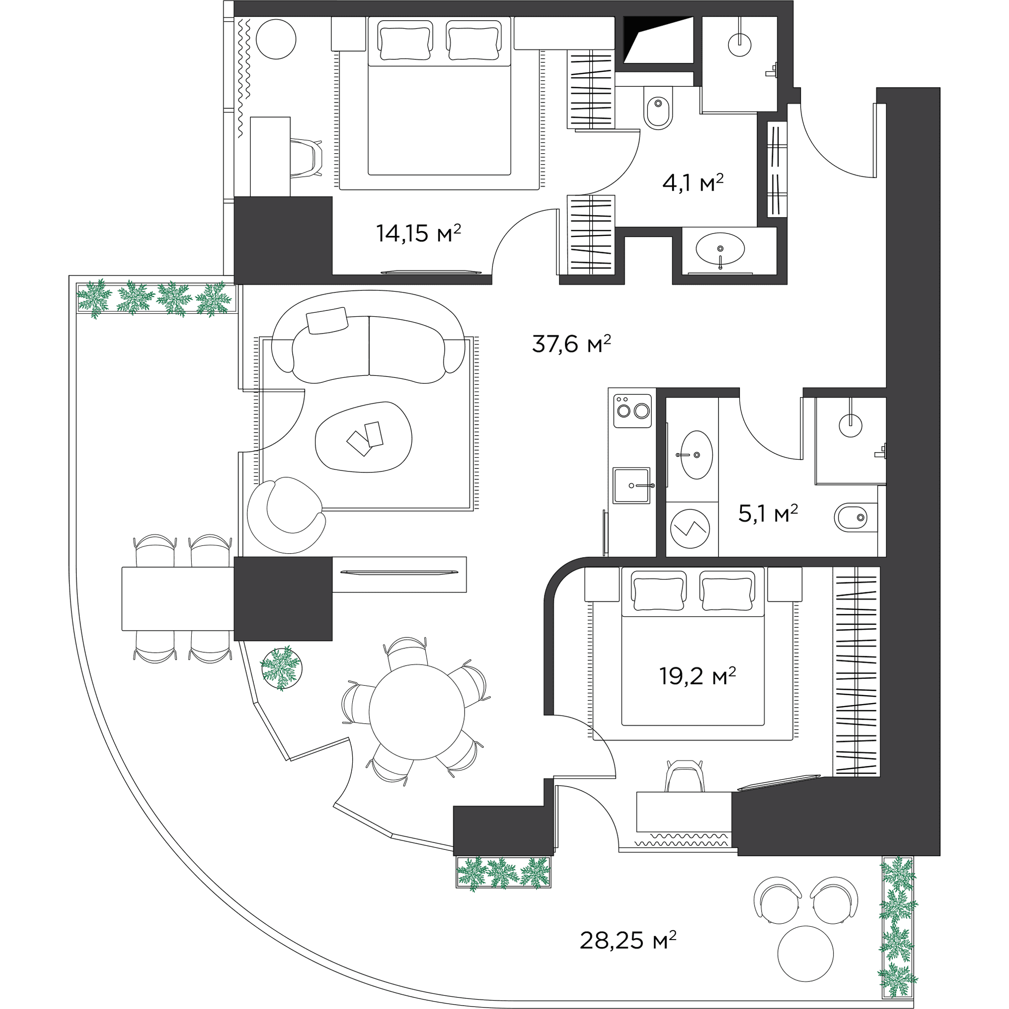 2-комн., 108.4 м²