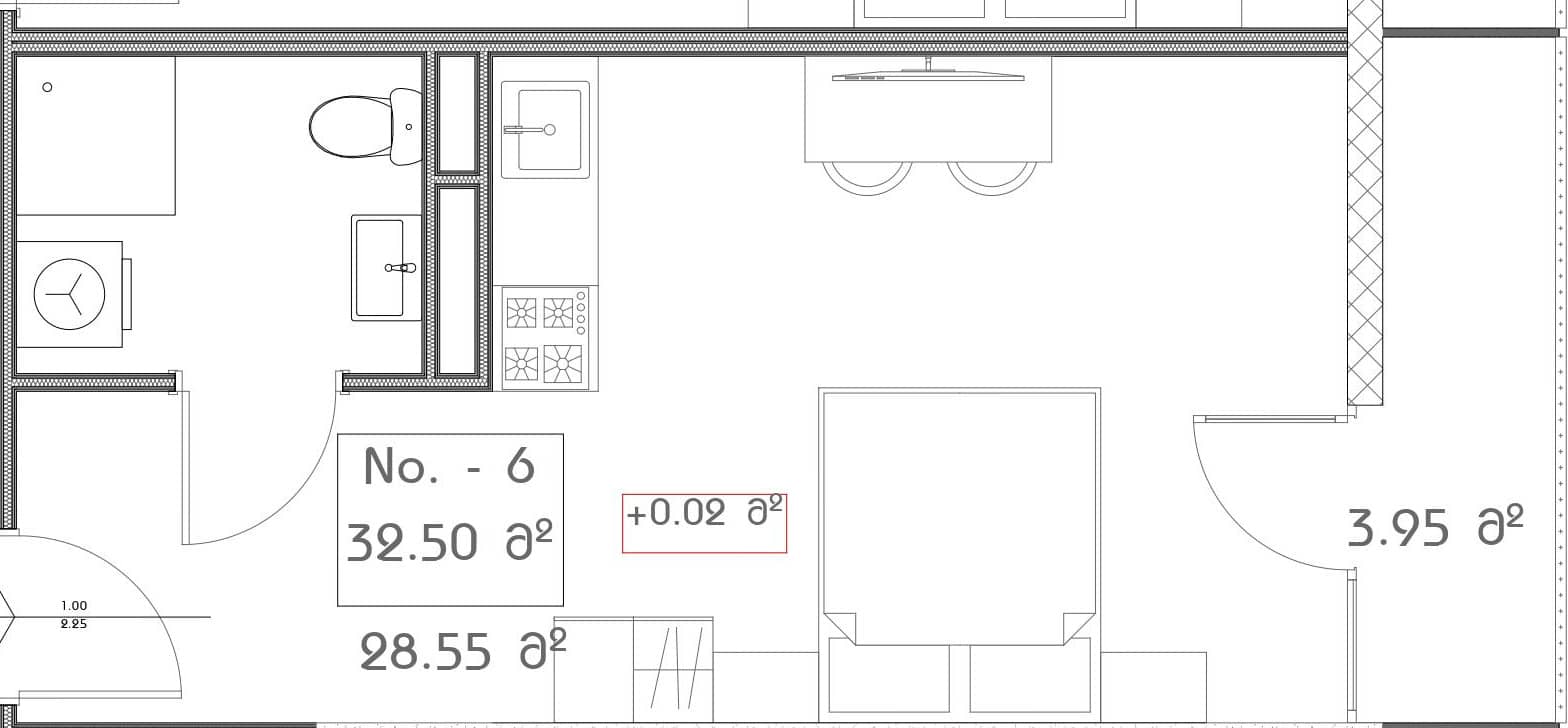 Студия, 32.5 м²