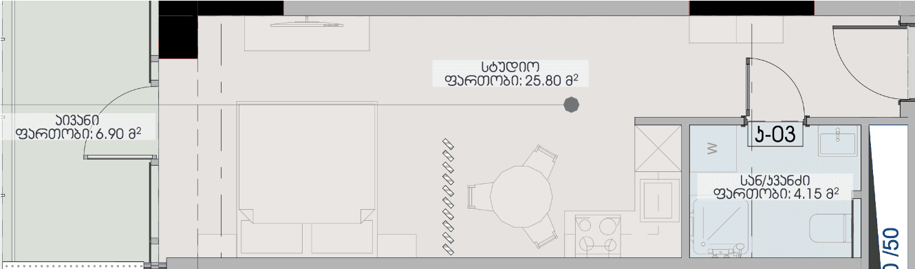 Studio, 36.9 m²
