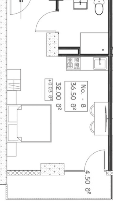 Студия, 36.5 м²