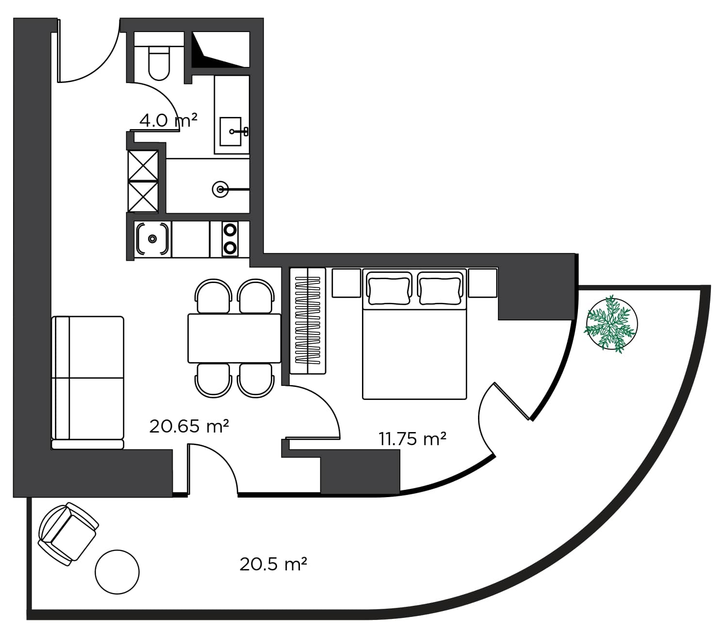 1-комн., 56.9 м²