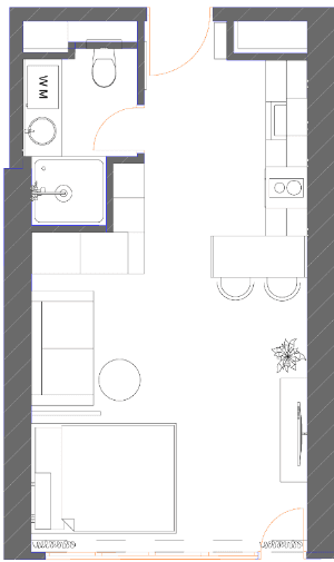 Студия, 39.7 м²