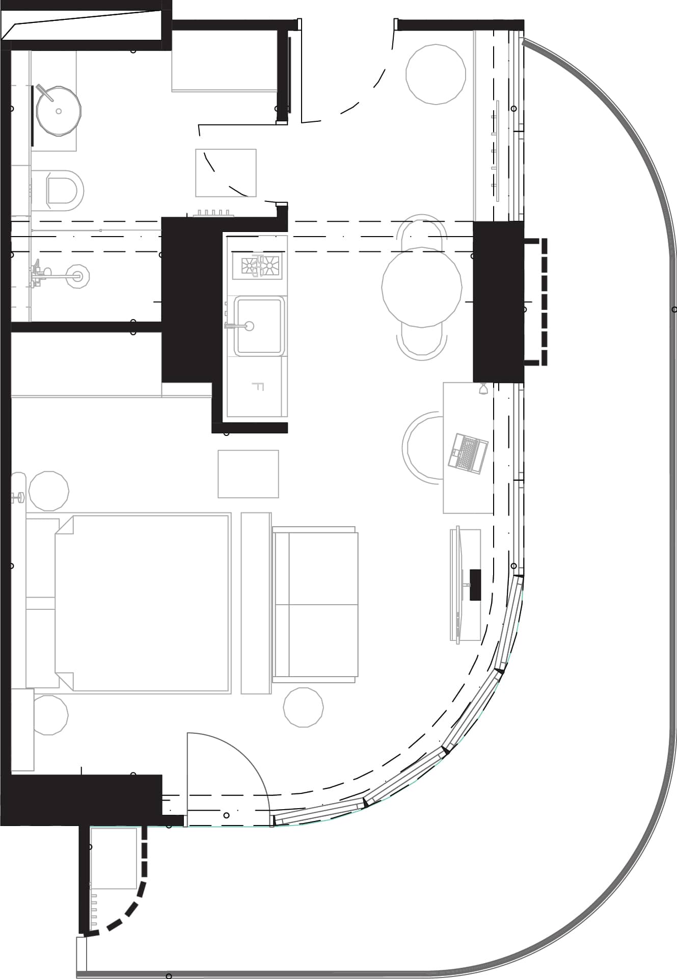 一居室, 56.1 m²