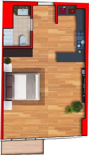 Студия, 42.2 м²