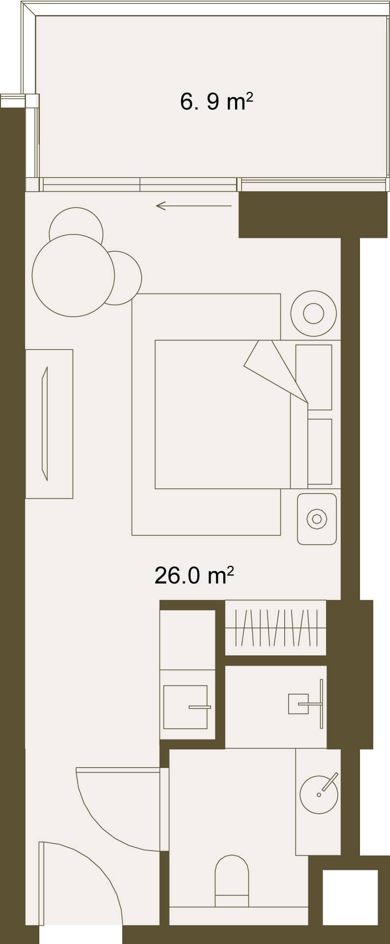 Студия, 33.4 м²