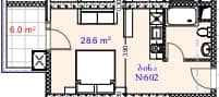 Studio, 34.6 m²