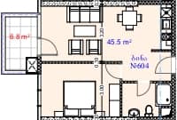 1-комн., 52.3 м²