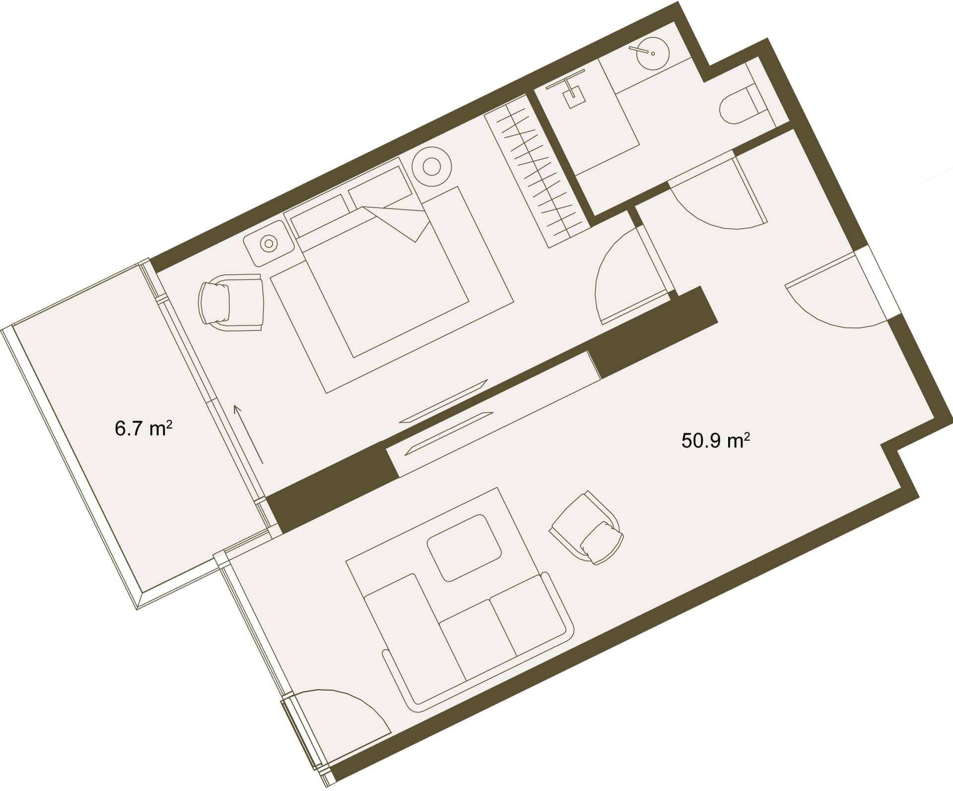 1-комн., 58.2 м²