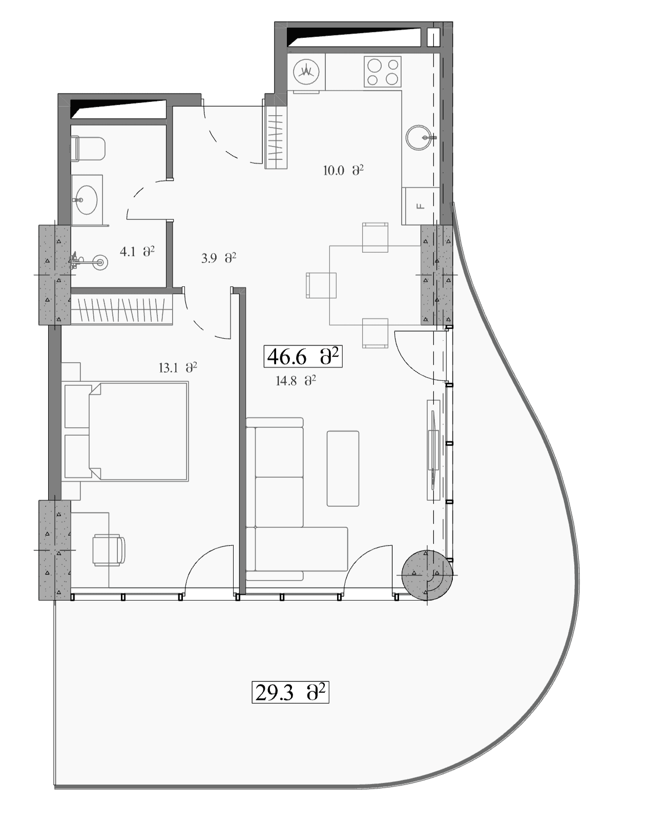 1-room, 75.9 m²