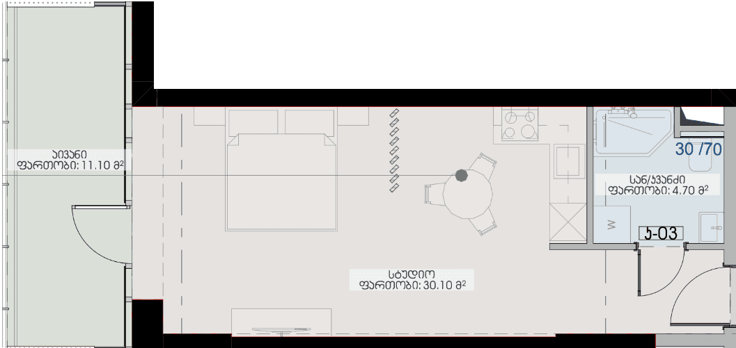 单间, 45.9 m²