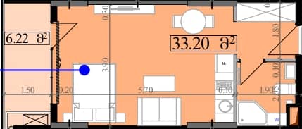 单间, 39.4 m²
