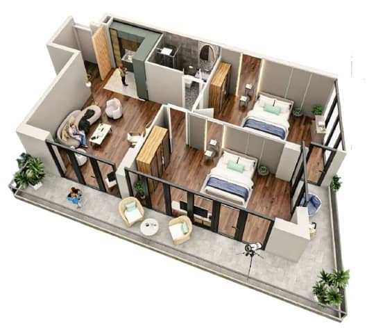 2-room, 93.4 m²