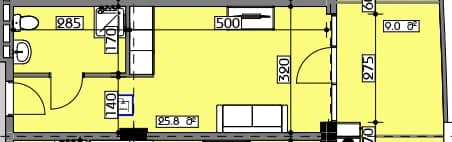 Студия, 34.8 м²