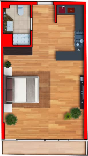 Студия, 44.9 м²