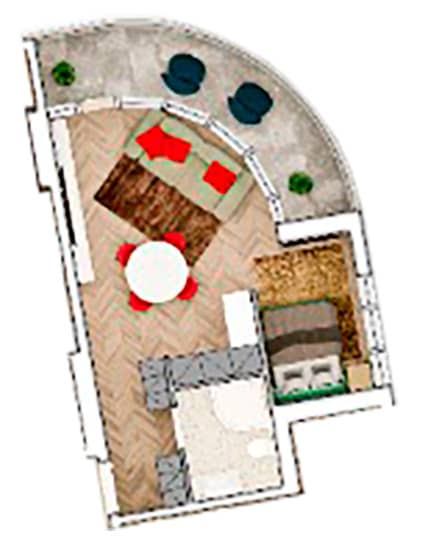 两居室, 44 m²