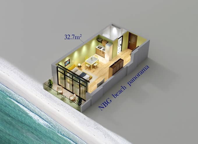 1-room, 32.7 m²